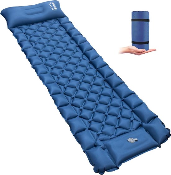 Slaapmat - Luchtbed - Outdoor Kamperen - Zelfopblazend met kussen - Ultralicht - Blauw
