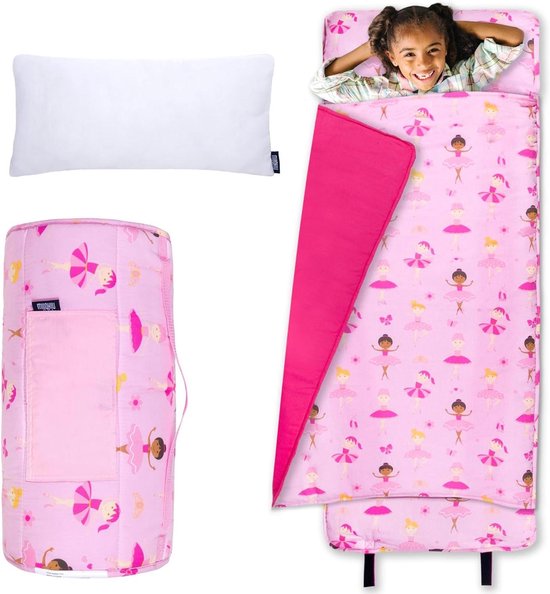 Slaapmat met Kussen - Kinderen Mat - Kinderdagverblijf - Inclusief Kussen - 127 x 50 cm - Ballerina Print van Merkloos