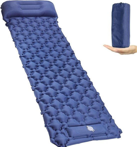 Slaapmat Opblaasbaar - Kampeer Accessoire - Comfortabel Slapen - Ingebouwde Pomp - 198 cm - Donkerblauw