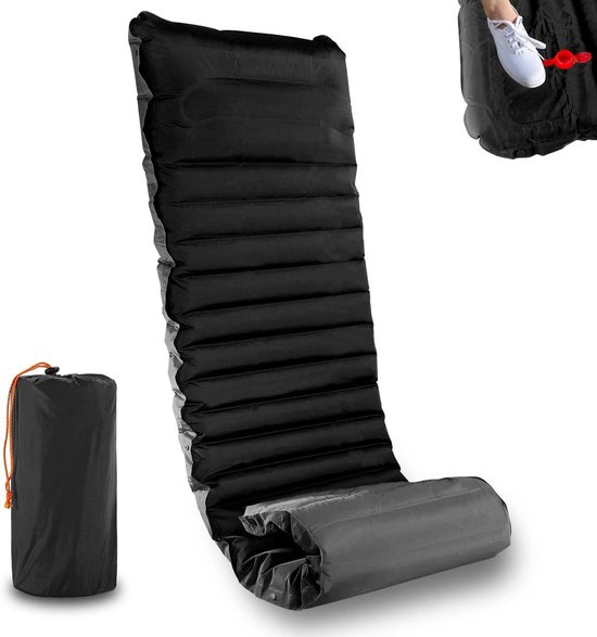 Slaapmat Opblaasbaar - Kampeermat Comfort - Buiten Slapen - Voetpomp Ingebouwd - 190 x 70 cm - Zwart