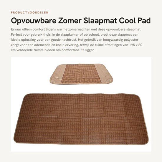 Slaapmat Opvouwbaar - Zomer Rotan - Polyester - Inclusief Kussenhoes - 195 x 80 cm - Lichtgewicht 826 g - Koelmat