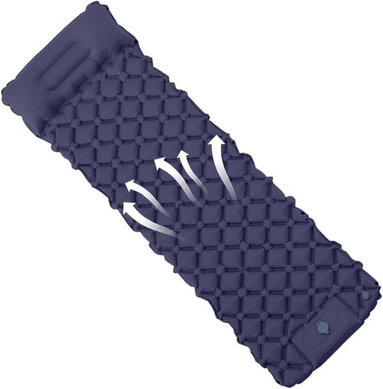 Slaapmat Outdoor - Luchtbed Camping - Kamperen en Reizen - Zelfopblazend Waterdicht - 37x17x15cm - Navy Blue van Merkloos