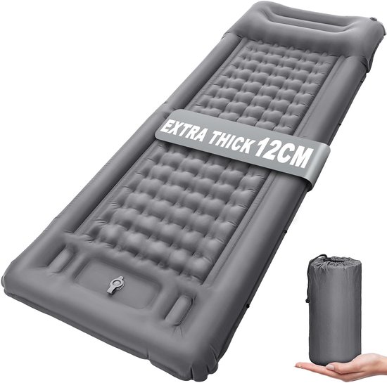 Slaapmat - Slaapmat Zelfopblazend - Luchtbedden - Campingmat - 12 Cm Dikke Ultralichte Slaapmat Met Ingebouwde Pomp - Draagbaar Campingmatras Met Kussen - Waterdichte Opvouwbare - Voor Wandelen En Backpacken van Merkloos