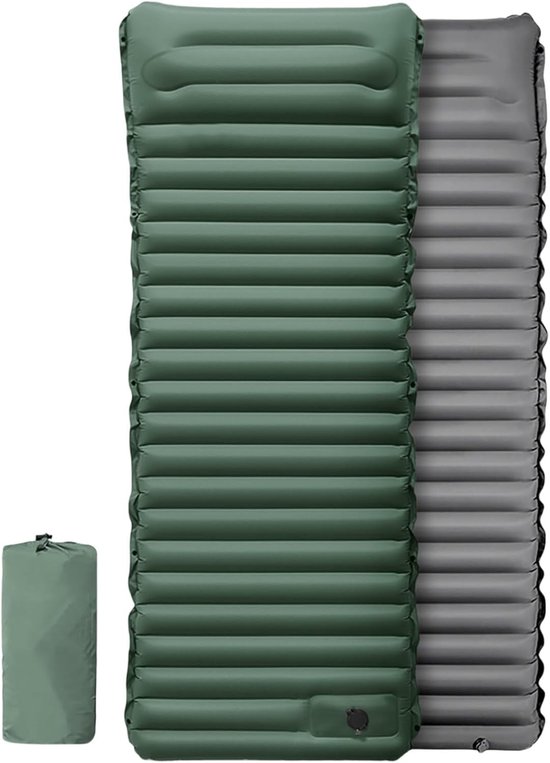 Slaapmat - Slaapmat Zelfopblazend - Opblaasbare Campingmat Met Kussen - Opvouwbaar Slaapmatje - Opblaasbaar Met De Voeten - Ultralicht Campingmatras - Draagbaar Luchtmatras Voor Kamperen, Wandelen, Reizen (Groen) van Merkloos