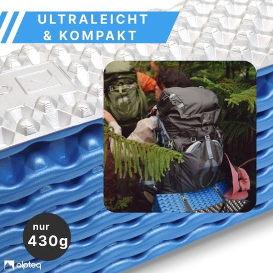 Slaapmat Ultralicht - Waterdicht - Isolerend - IXPE-schuim - Compact Opvouwbaar - Ligoppervlak 186 × 56 × 2 cm - Kampeermat