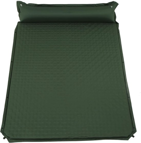 Slaapmat voor 2 - Luchtbed Camping - Kamperen Buiten - Zelfopblazend Schuim - 190x130cm - Groen