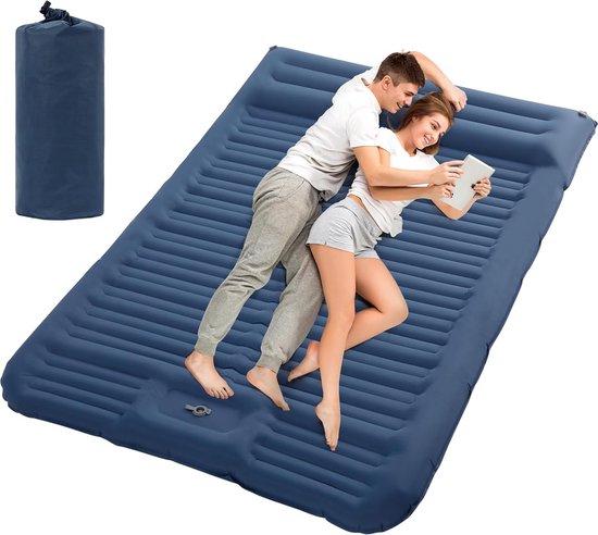 Slaapmat voor 2 Personen - 194x137 cm - Verbeterde Zelfopblazende Slaapmat - Outdoor Camping Slaapmat met Voetpomp en Kussen - Lichtgewicht en Draagbaar van LUXPUR