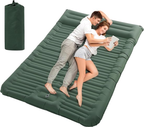 Slaapmat voor 2 personen, 194x137cm Verbeterde slaapmat zelfopblazend, slaapmat outdoor, slaapmat camping, slaapmat opblaasbaar, slaapmat camping met voetpomp en kussen voor 2 personen van Hikenture