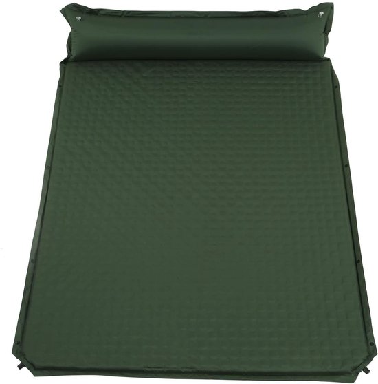 Slaapmat voor 2 personen - Kampeermatras Opblaasbaar - Outdoor Kamperen - Zelfopblazend met schuim - 190x130x3 cm - Groen