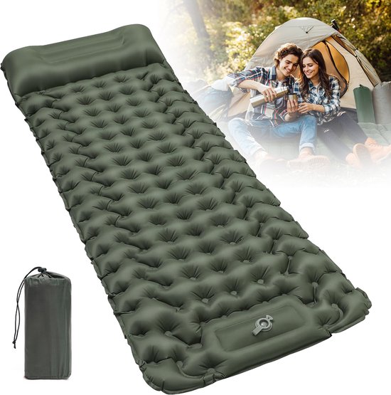Slaapmat Voor Kamperen - Opblaasbaar Slaapmatje - Campingmat Met Ingebouwde Voetpomp - Opblaasbare Slaapmat - Campingmatras
