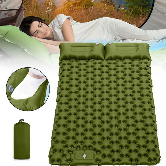 Slaapmat Voor Kamperen - Ultralichte Kampeermat Met Kussen - Opblaasbare Slaapmatten - Tweepersoons Campingmatras