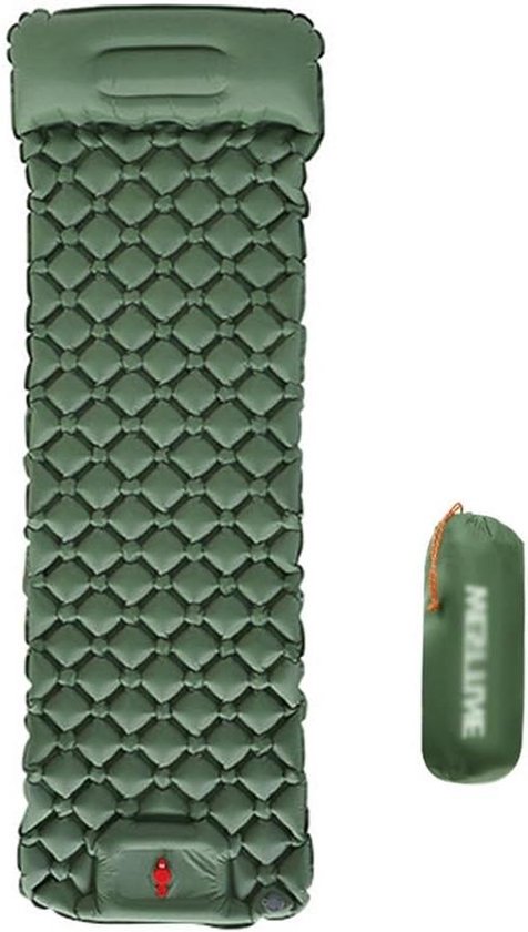 Slaapmat Zelfopblazend - Kampeermatras Opvouwbaar - Comfortabel Slapen Buiten - Ergonomisch Ontwerp Wervelkolom - Standaard Maat - Groen