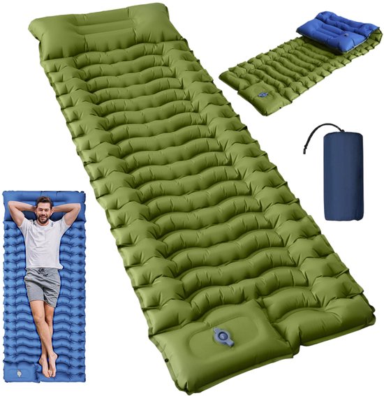 Slaapmat Zelfopblazend - Luchtbed 1 Persoons - Kampeermat - 195x68x10 cm - 40D Nylon - Snel Opblazen - Lichtgewicht - Voor Kamperen en Outdoor