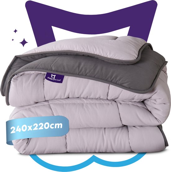 Slaapspeciaal All year dekbed enkel - eazydekbed ® Series Grijs/Antraciet - Dekbed zonder overtrek | 240x220 cm - 30 dagen proefslapen - Hoesloos dekbed - Bedrukt dekbed zonder overtrek - Dekbed in kleur - Gekleurd dekbed - Lits Jumeaux Dekbed van eazydekbed®