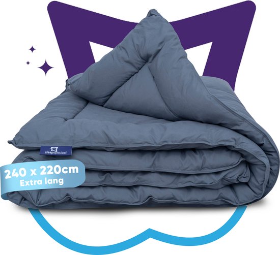 Slaapspeciaal eazydekbed 240x220 cm - Grijs - Dekbed Zonder Overtrek, Extra Lang, Luxe Gelvezels, Anti-Allergisch & Perfect Voor Elk Seizoen van Slaapspeciaal