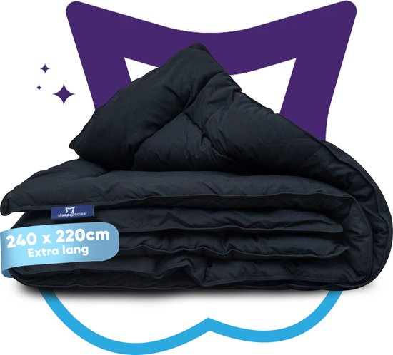 Slaapspeciaal eazydekbed 240x220 cm - Zwart - Dekbed Zonder Overtrek, Extra Lang, Luxe Gelvezels, Anti-Allergisch & Perfect Voor Elk Seizoen van Slaapspeciaal
