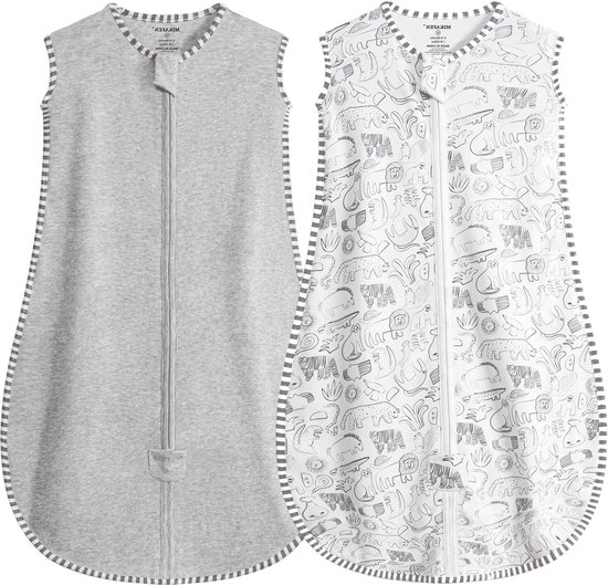 Slaapzak 0.5 tog Mouwloze zomerslaapzak - 100% biologisch katoen - Unisex - Dierlijk Grijs - 6-14 maanden van Little Dreamers