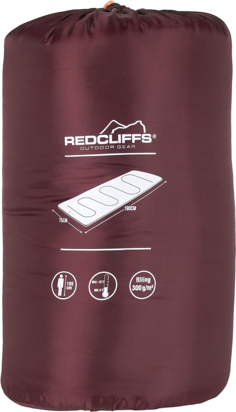 Slaapzak - 190x75 cm – 0 tot +10 °C – Polyester – Met Opbergzak – Donker Rood van Merkloos