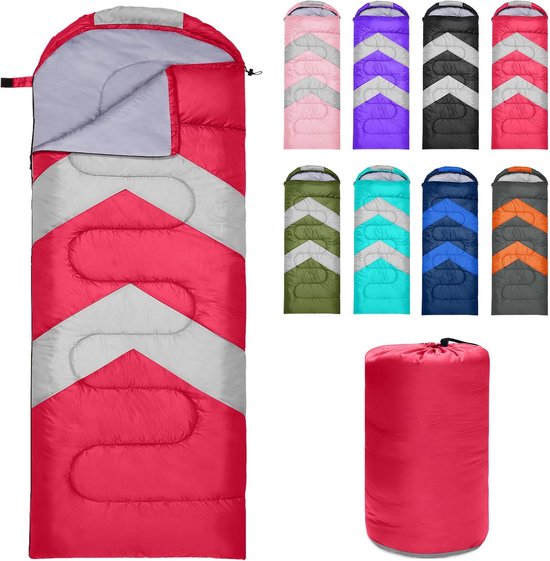 Slaapzak 3-4 seizoenen - Kampeerzak - Outdoor kamperen - Waterdichte buitenlaag - 220 x 75 cm - Rood
