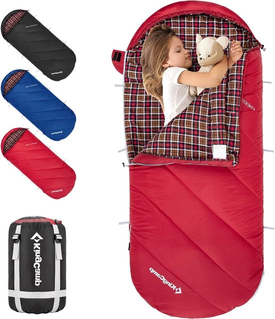 Slaapzak 3-4 Seizoenen Katoen Flanel 220 x 100 cm Extra Groot voor Volwassenen Extreem -8 °C Compact Draagbaar Comfortabel Professioneel Warm Kamperen Wandelen Buiten Binnen van Merkloos