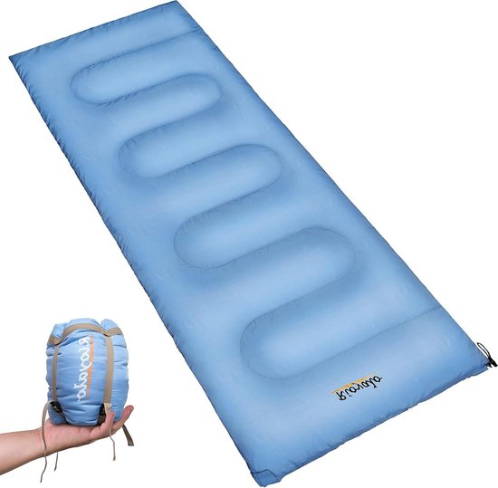 Slaapzak 3 seizoenen - Kampeerslaapzak Lichtgewicht - Buitenactiviteiten Kamperen - Waterdicht Rechthoekig Ontwerp - 200 x 190 cm - Blauw