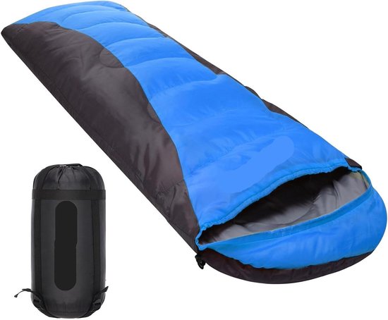Slaapzak 4 seizoenen - Kampeerslaapzak Outdoor - Kamperen en Wandelen - Waterafstotend Polyester - Standaard Lengte - Blauw Grijs