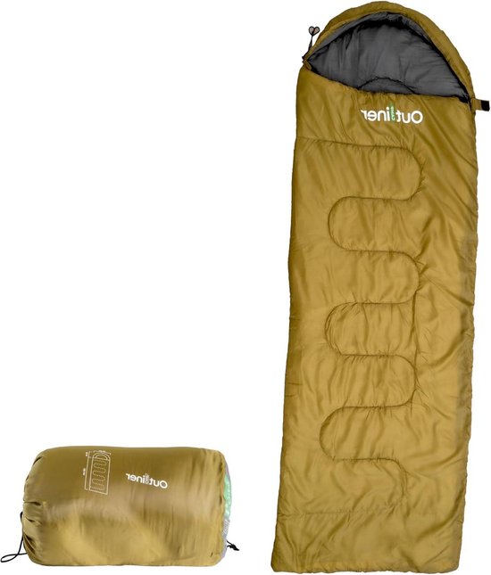 Slaapzak 75 x 220 cm lichte slaapzak 4 seizoenen voor kamperen - wandelen - tentwandelingen - outdoor - waterdicht - zomerslaapzak - winterslaapzak - groen van Forceatt