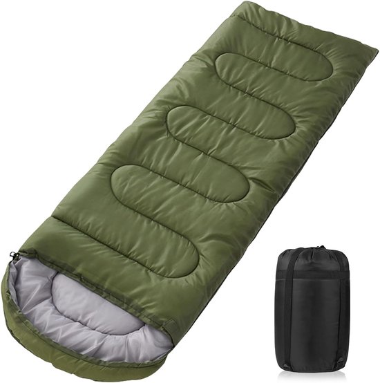 Slaapzak - All-season slaapzak - Geschikt voor -6°C tot 18°C ​​- Comfortabel en extra groot 220x85 cm - Universeel voor alle seizoenen - Plantaardig - Wordt geleverd met compressiezak - Geschikt voor kamperen, glamping - ANMI van ANMI