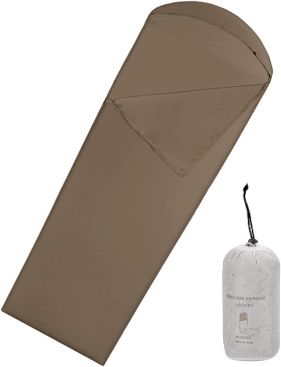 Slaapzak Binnenhoes - Reis Laken - Hygiënisch Slapen - Extra Warmte - 210x80 cm - Donker Koffie