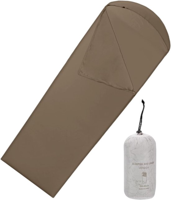 Slaapzak Binnenhoes - Reislaken Liner - Kamperen Reizen - Lichtgewicht Ademend - 210x80 cm - Donkere Koffie