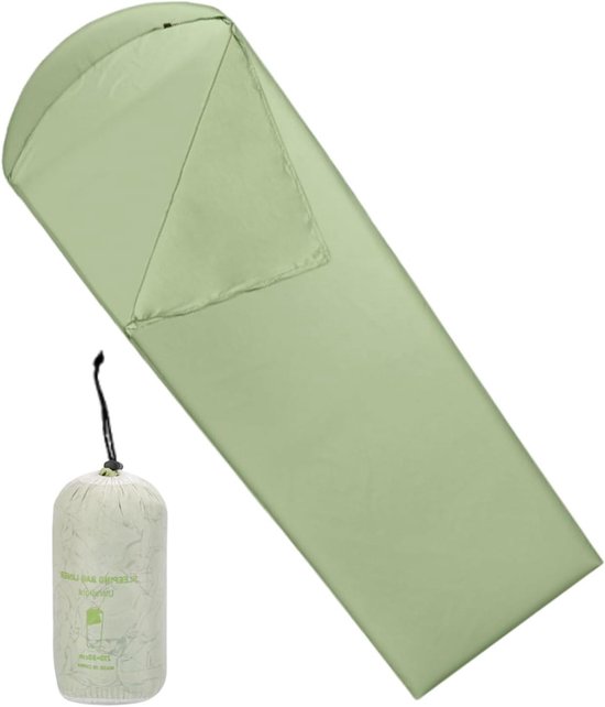 Slaapzak Binnenhoes - Reislakens Slaapzak - Kamperen en Reizen - Extra Warmte en Hygiëne - 210x80 cm - Groen