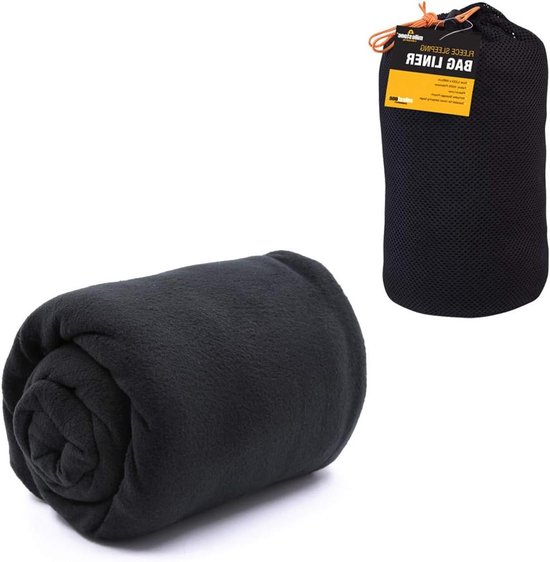 Slaapzak Binnenvoering - Fleece Liner - Extra Warmte - Polykatoen - 220x85cm - Zwart