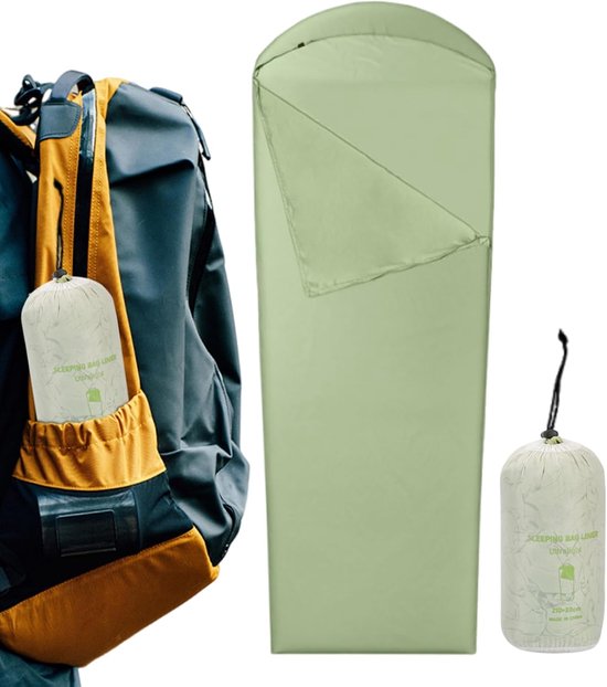 Slaapzak Binnenzak - Reis Laken - Kamperen en Reizen - Geoptimaliseerde Hygiëne - 210 x 80 cm - Groen