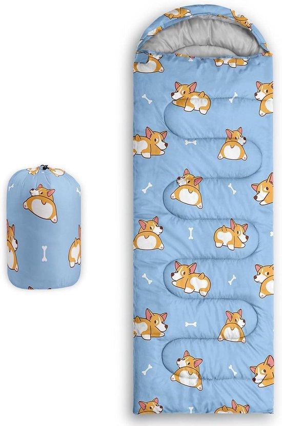 Slaapzak Cartoon Hond - Kampeerslaapzak Outdoor - Kamperen en Hiken - Waterdicht en Warm - 80 x 230 cm - Multicolor