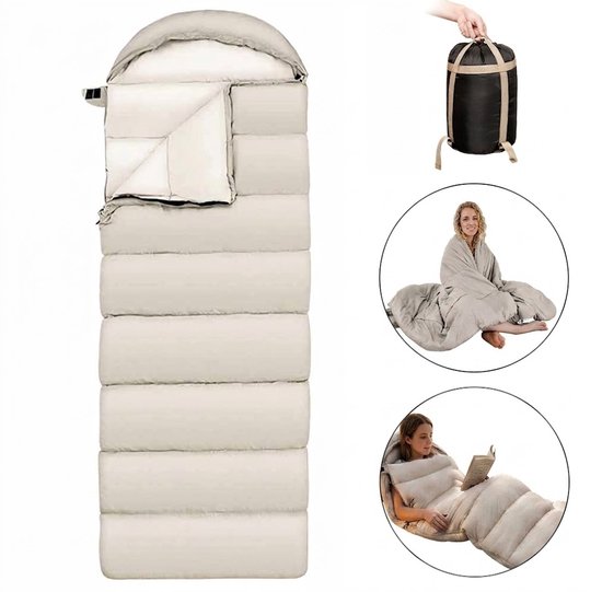 Slaapzak Deken 2-in-1 – Camping Slaapzak Lichtgewicht – Warme Slaapzak 3 Seizoenen met Capuchon – Grote Outdoor Slaapzak 220x75 cm voor Reizen & Logeren van Merkloos