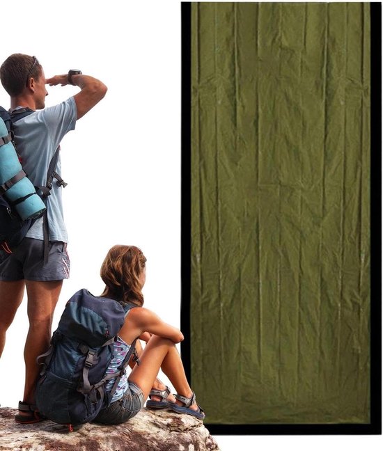 Slaapzak deken - Nachtkleding volwassenen - Kamperen en reizen - Waterdicht en thermisch - 266 x 91 cm - Groen