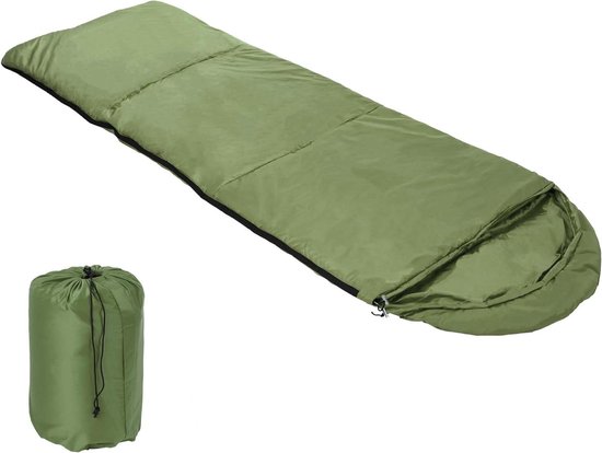 Slaapzak - Dekenslaapzak Kampeerslaapzak - Kamperen en Outdoor - Waterafstotend Polyester - 210 x 75 cm - Groen