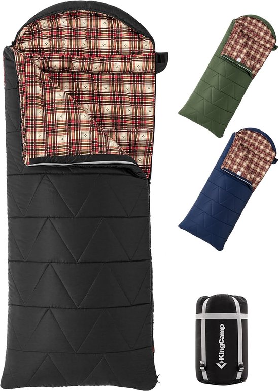 Slaapzak, dekenslaapzak, katoen, 3-4 seizoenen, oversized voor volwassenen, outdoor, rugzakreizen, wandelen, licht, outdoor, kamperen van KingCamp