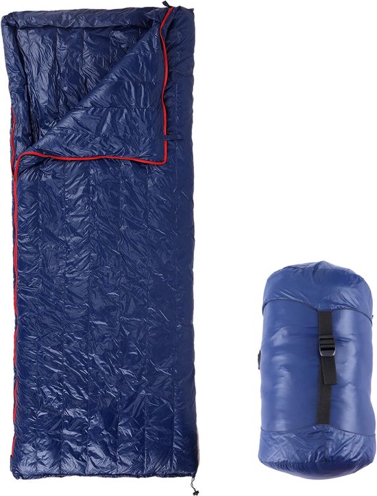 Slaapzak Dons - Kampeeruitrusting - Buiten slapen - 90% Ganzendons vulling - 200 cm - Blauw