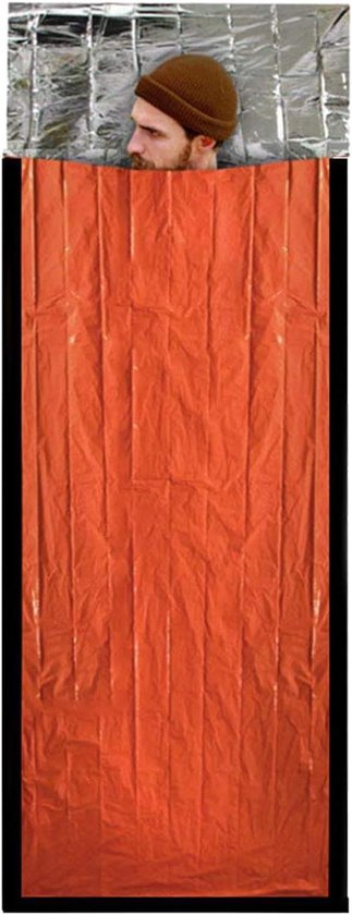 Slaapzak - Draagbare deken Nooddeken - Kamperen en Reizen - Waterdicht en Winddicht - 266 x 91 cm - Oranje
