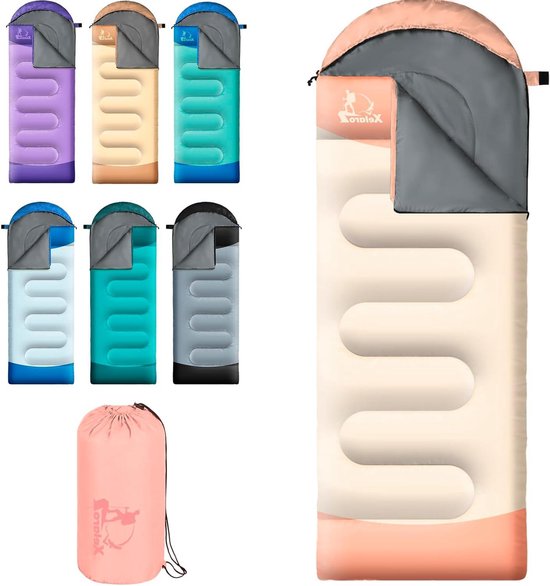 Slaapzak Drie Seizoenen - Kampeerslaapzak Outdoor - Kamperen Wandelen - Waterdicht Ademend - 220 x 80 cm - Roze Grijs