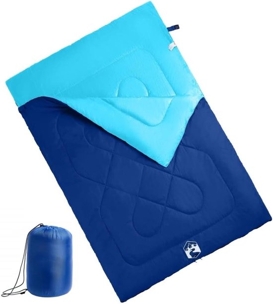 Slaapzak Dubbel - Tweepersoons Slaapzak - Kamperen en Reizen - Inclusief Kussens - 220 x 150 cm - Marineblauw en Blauw