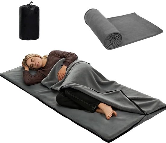 Slaapzak en ultralichte inlegzak 180 x 80 cm, compact en lichtgewicht, ideaal voor kamperen, wandelen en hostels