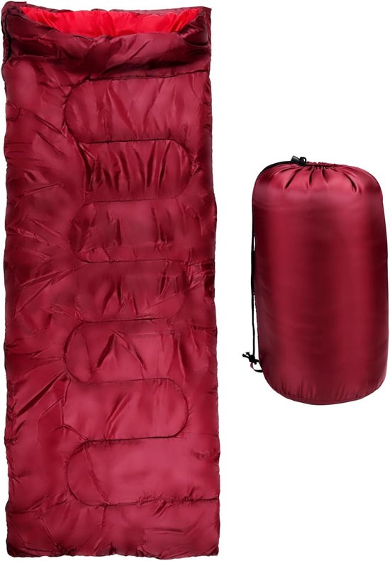 Slaapzak Envelop - Deken model - Kamperen en Festivals - Volledig uitritsbaar - 190x72 cm - Rood