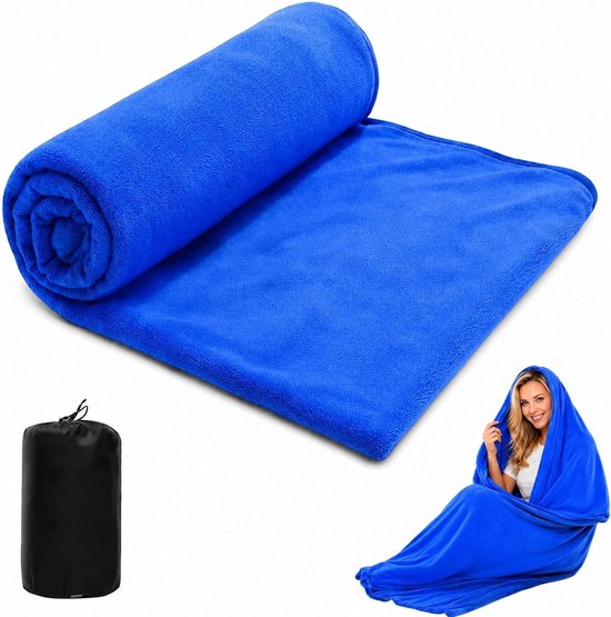 Slaapzak fleece 200 cm - huttenslaapzak - lichtgewicht - ideaal voor kamperen - SnelShoppen