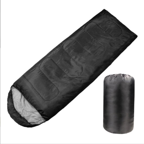 Slaapzak - Geïsoleerde slaapzak voor volwassenen en kinderen - 180-210 x 75 cm - Lichtgewicht, warm en waterdicht - Geschikt voor koud weer - Outdoor reizen en avontuur - Zwart van Merkloos
