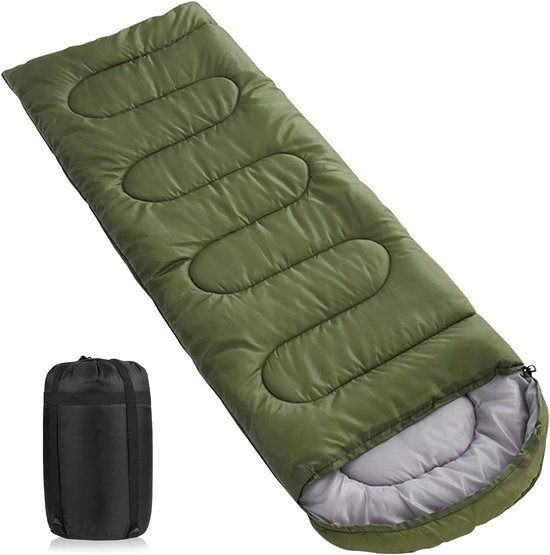 Slaapzak groen oversized 16 kg 220x85 cm volwassenen waterdicht compressiezak 3-seizoenen draagbaar lichtgewicht van Merkloos
