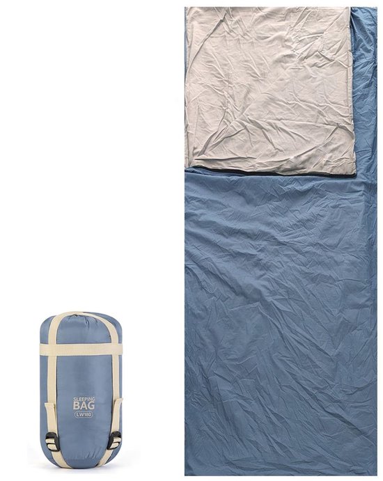 Slaapzak in envelopmodel - Slaapzak - Slaapzak met constante temperatuur voor twee seizoenen - Lichtgewicht en draagbare slaapzak - 190*75 cm - Zacht en comfortabel - Tweewegritssluiting - Geschikt voor buitenreizen, kamperen en wandelen - Blauw van Merkloos