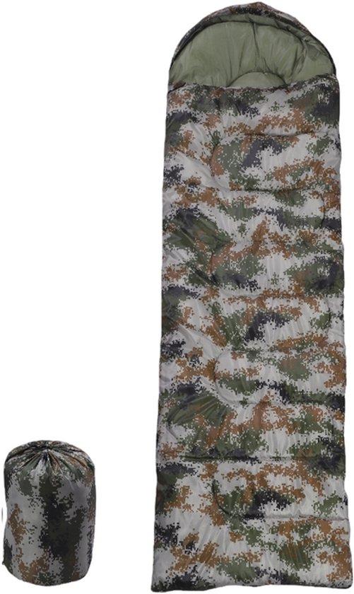 Slaapzak in envelopstijl voor kamperen en reizen in de buitenlucht, warme katoenen slaapzak voor de winter, ultralicht en draagbaar,Camouflage van Merkloos