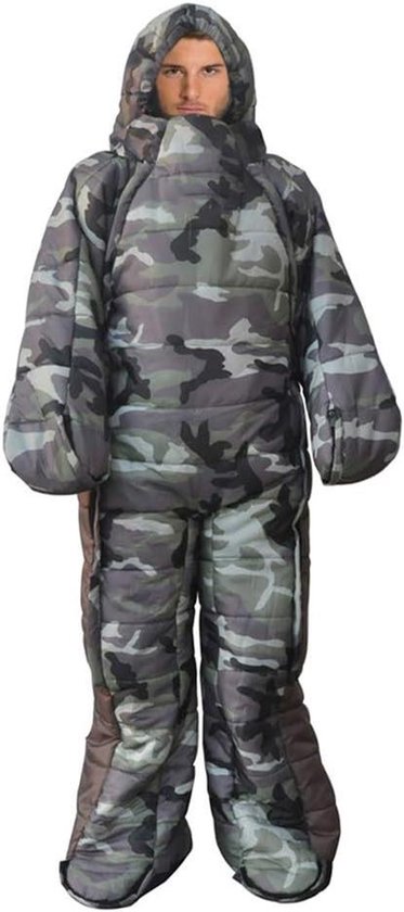 Slaapzak Jas - Slaappak Buitenshuis - Kamperen en Wandelen - Met Voeten en Mouwen - XL 210cm - Blauw
